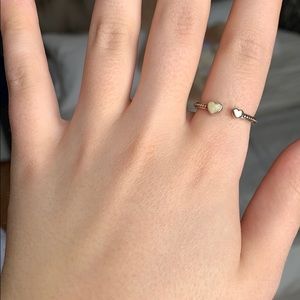 Size 7.5 Sterling Silver White Enamel Heart Ring